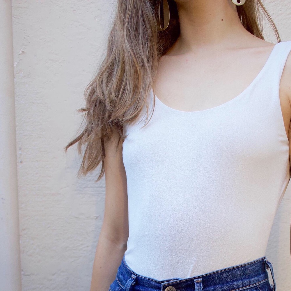 Fresh Fashion Off-White Vegan Suede Bodysuit M